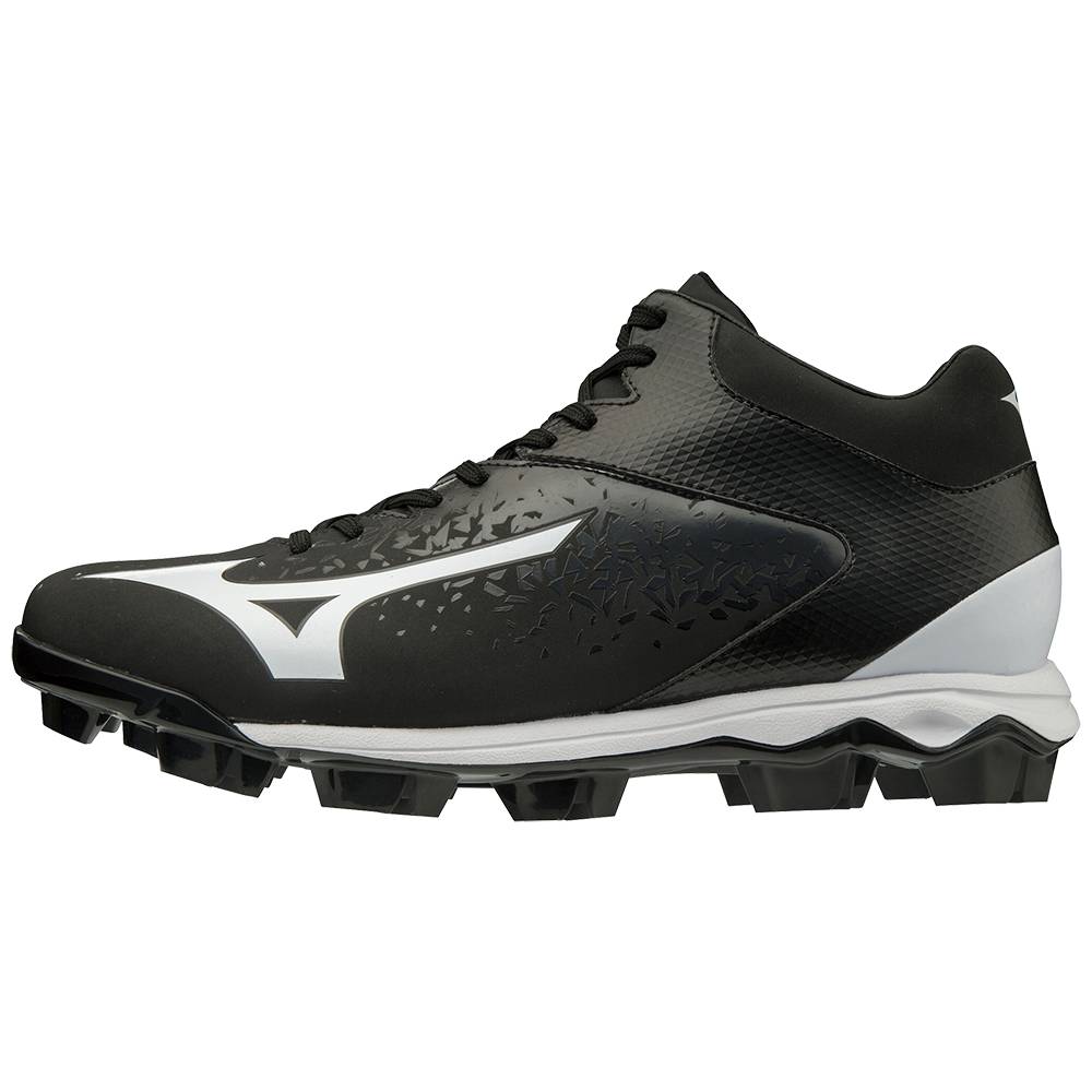 Mens Mizuno Select Nine TPU Mid Molded Baseball Cleats Black/White Philippines (IFJXUN621)